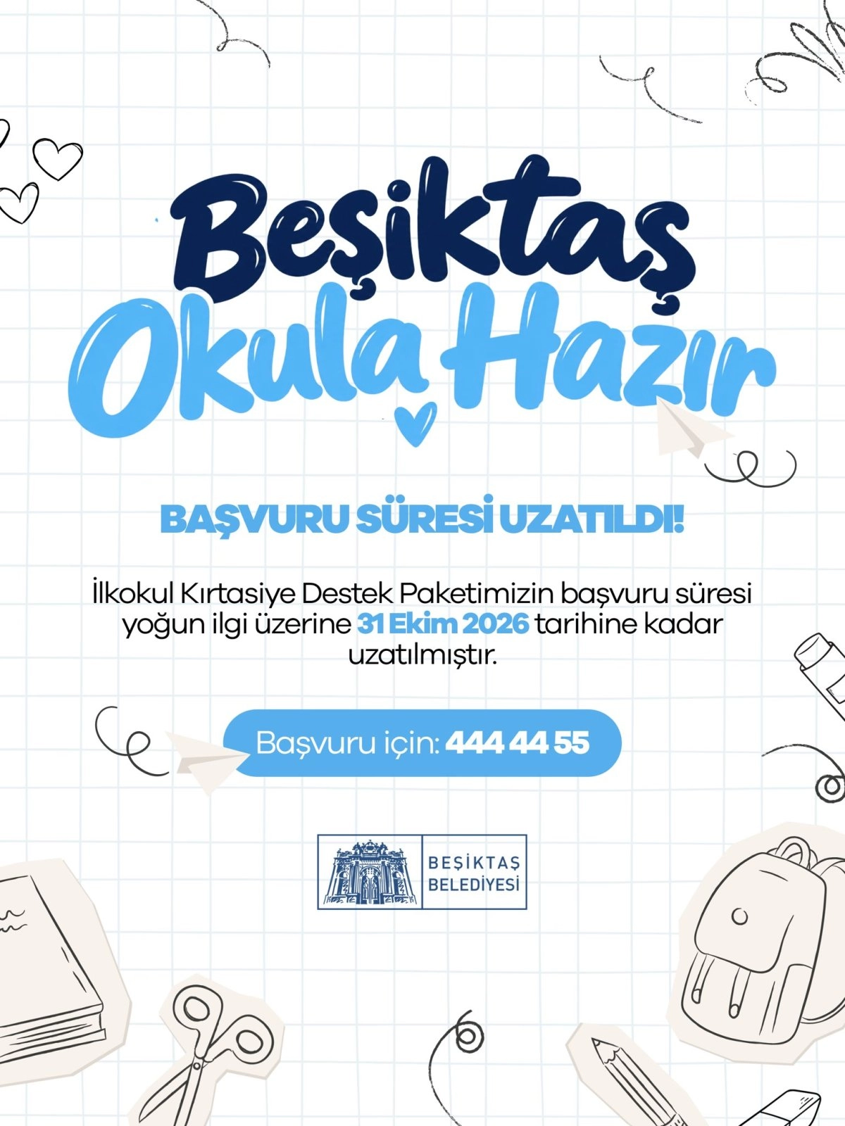 Beşiktaş Belediyesi Kırtasiye Desteği Başvurusu Uzatıldı: Son Gün 31 Ekim 2026