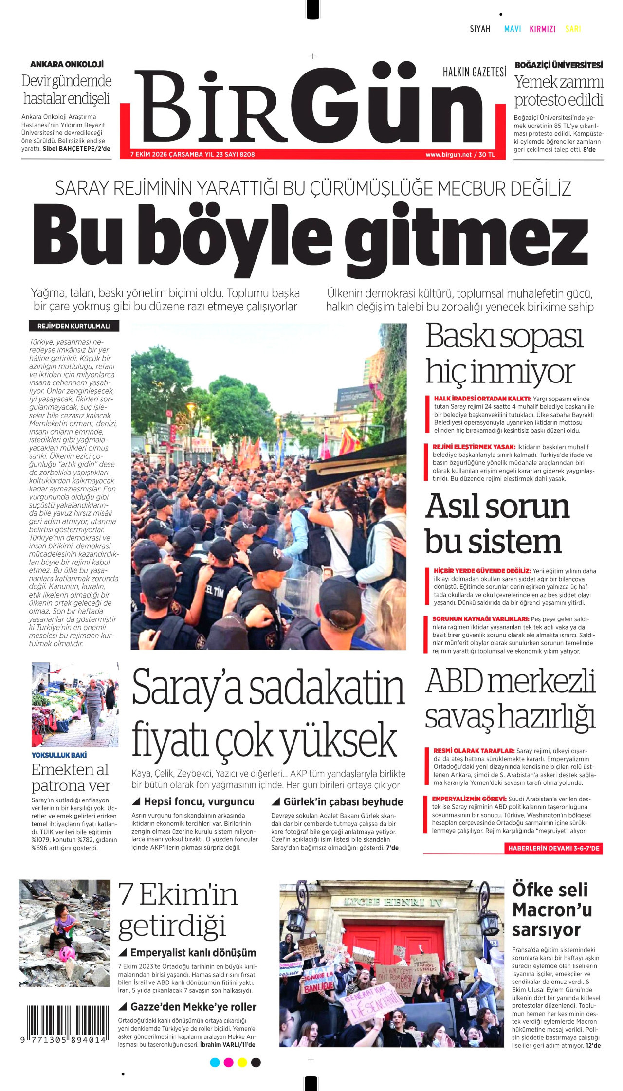 BirGün Gazetesi gazetesi manşeti