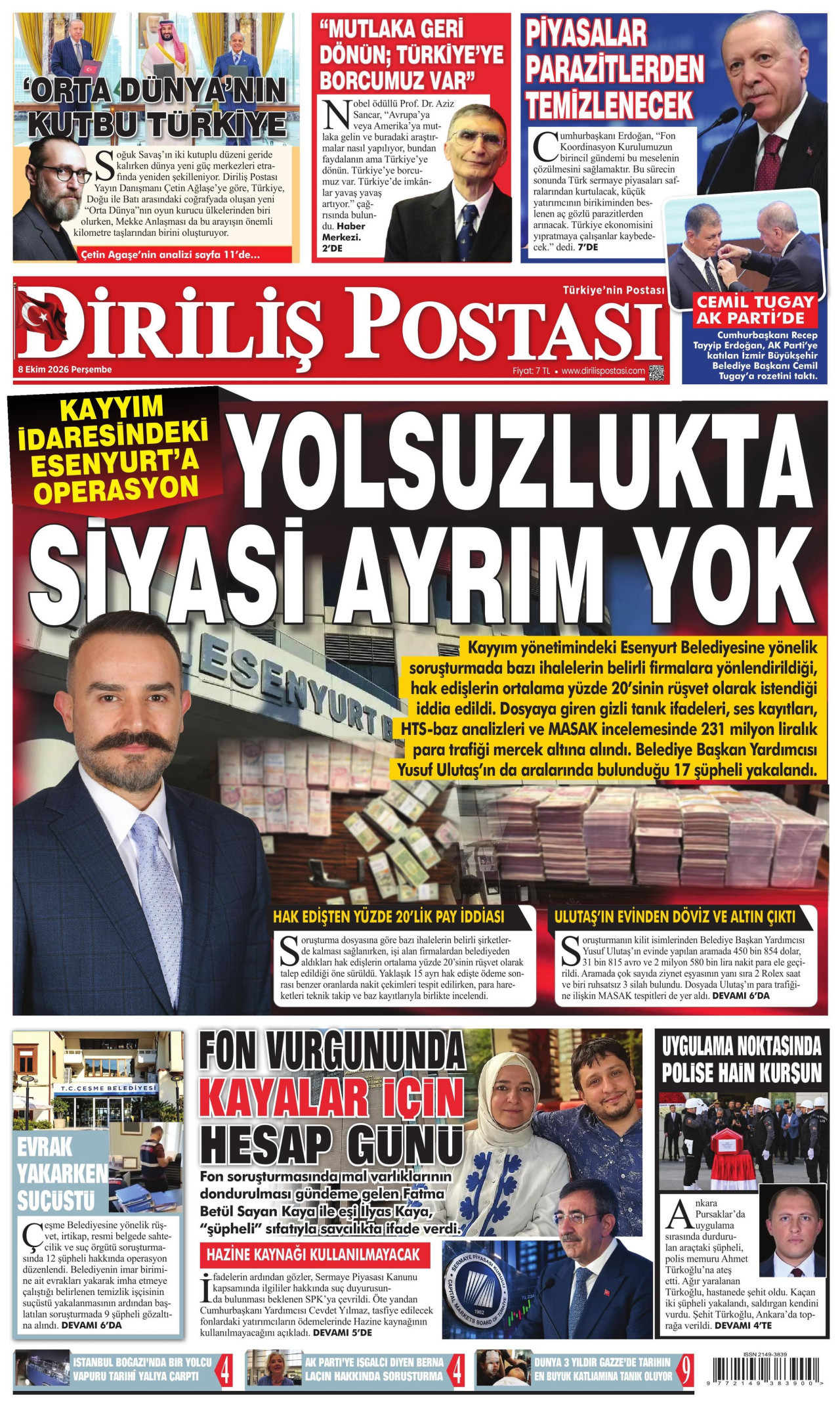 Diriliş Postası Gazetesi gazetesi manşeti