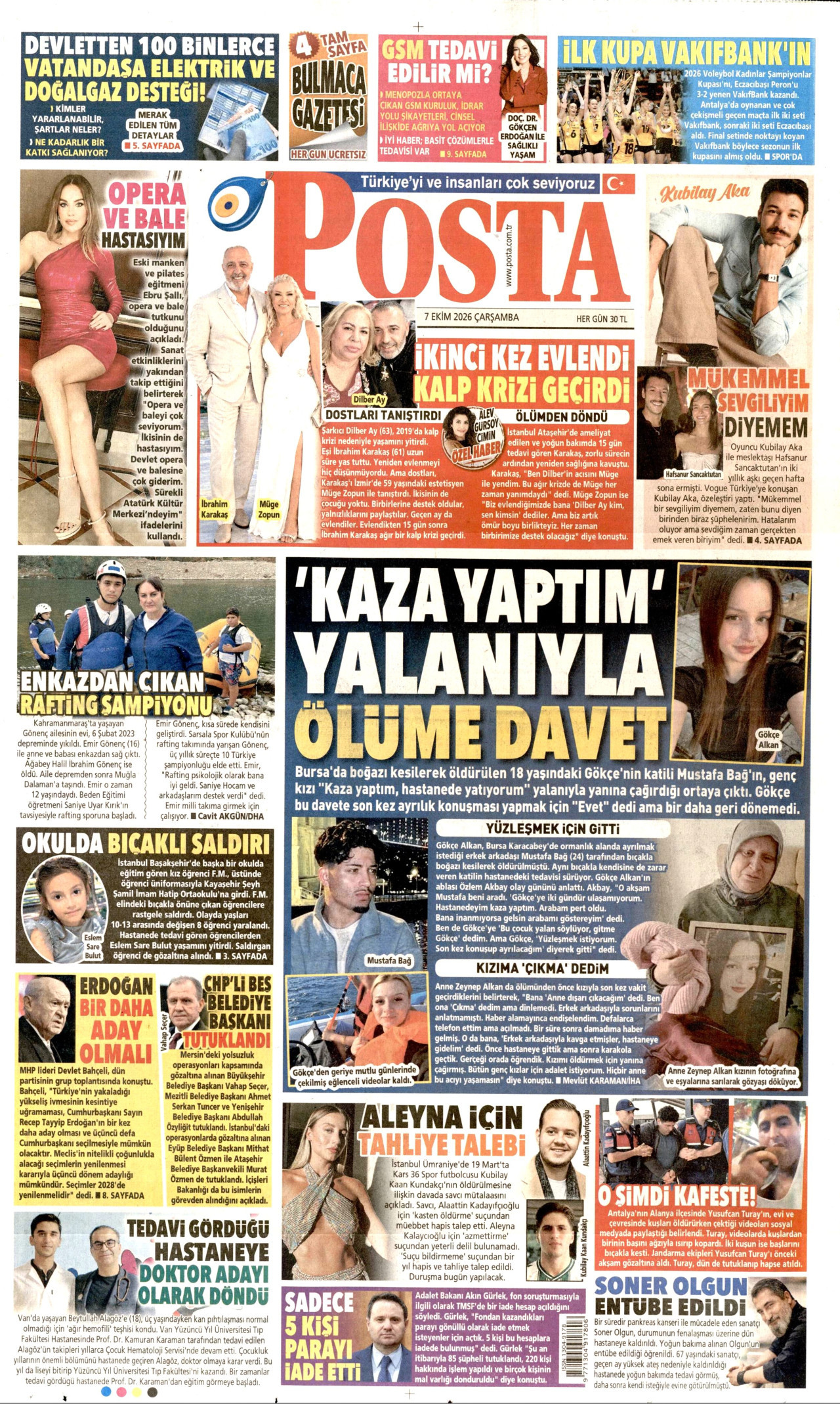Posta Gazetesi gazetesi manşeti